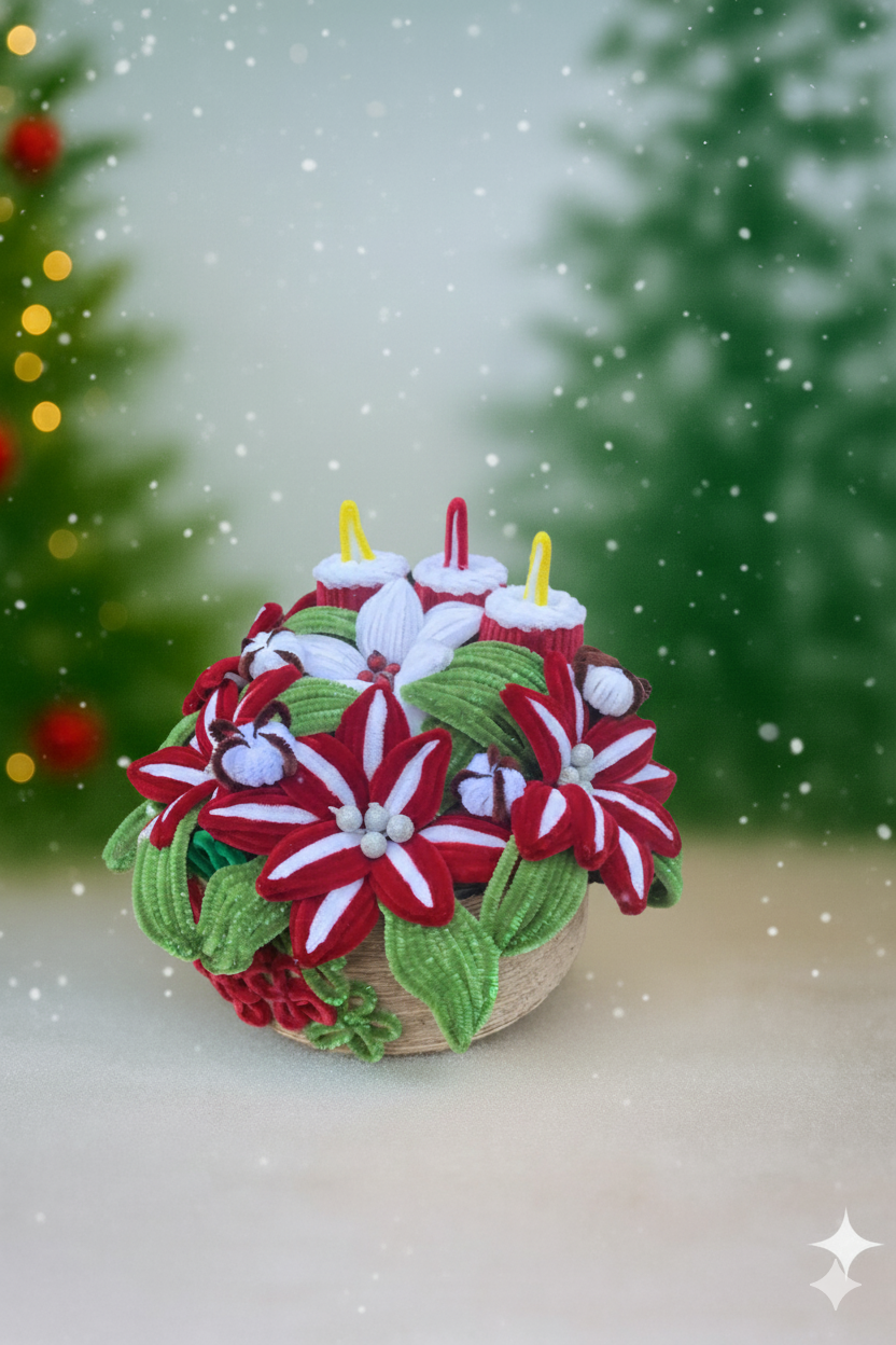 Aranjament Handmade de Crăciun „Lumini în Floare”