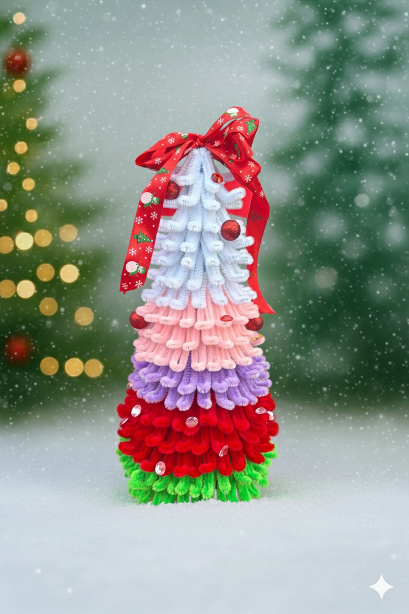 Brad Multicolor Handmade – „Curcubeul Crăciunului”