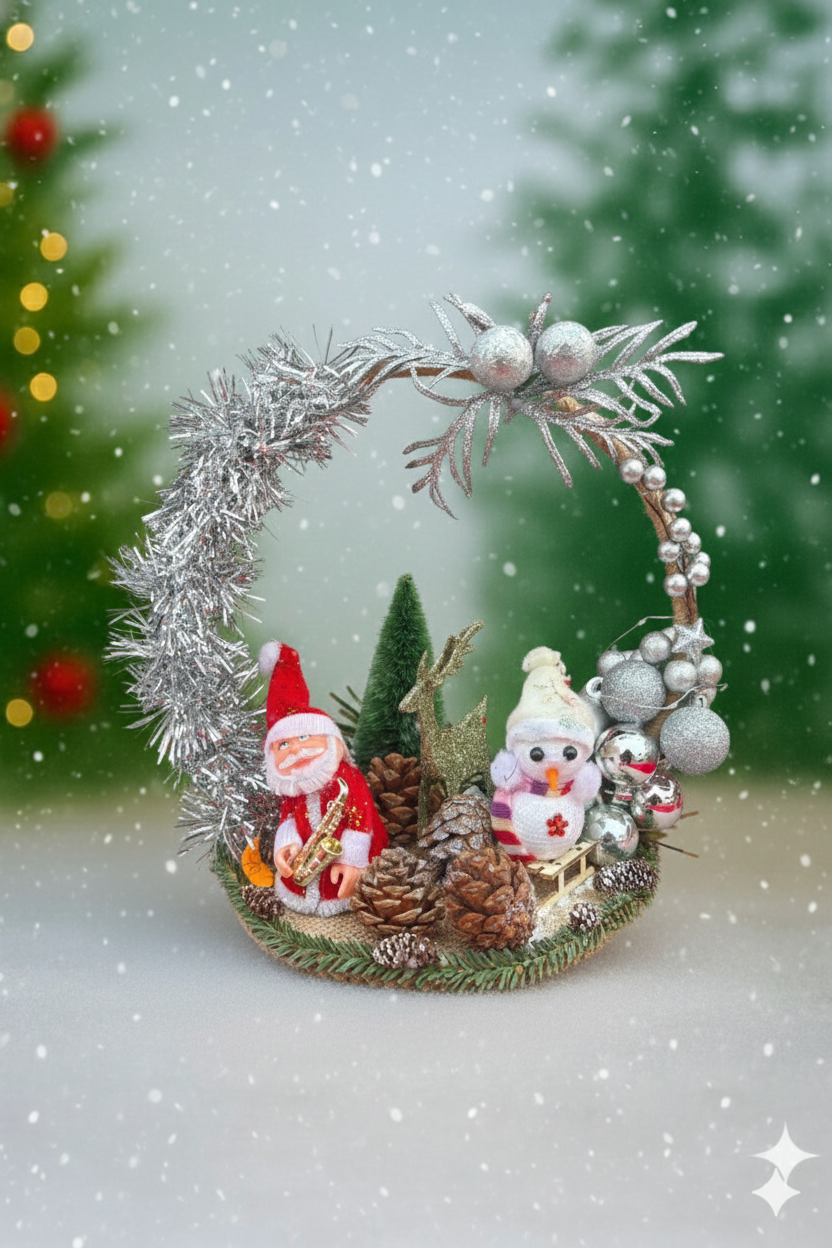 Aranjament Handmade de Crăciun „Duo Magic de Iarnă”