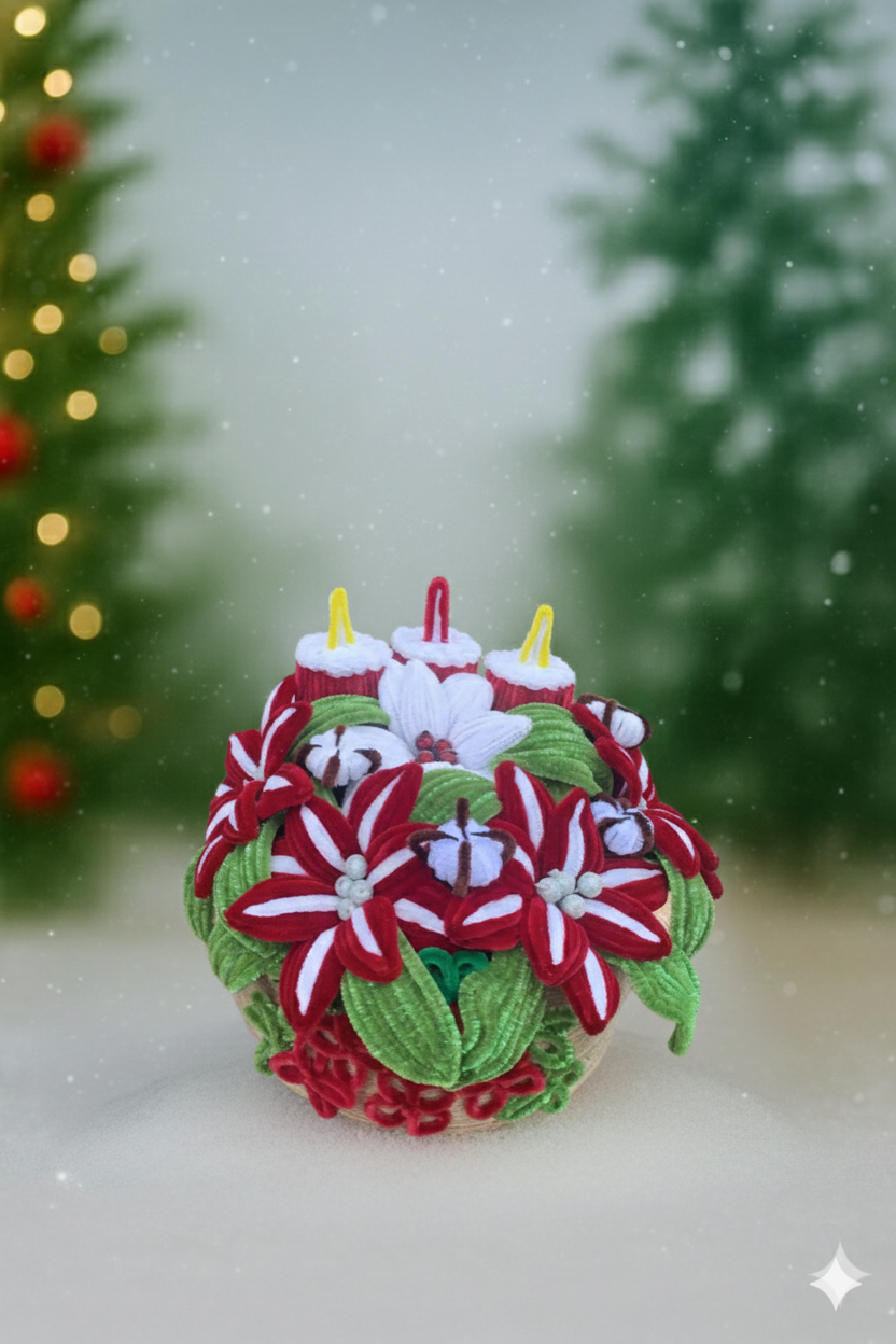 Aranjament Handmade de Crăciun „Lumini în Floare”