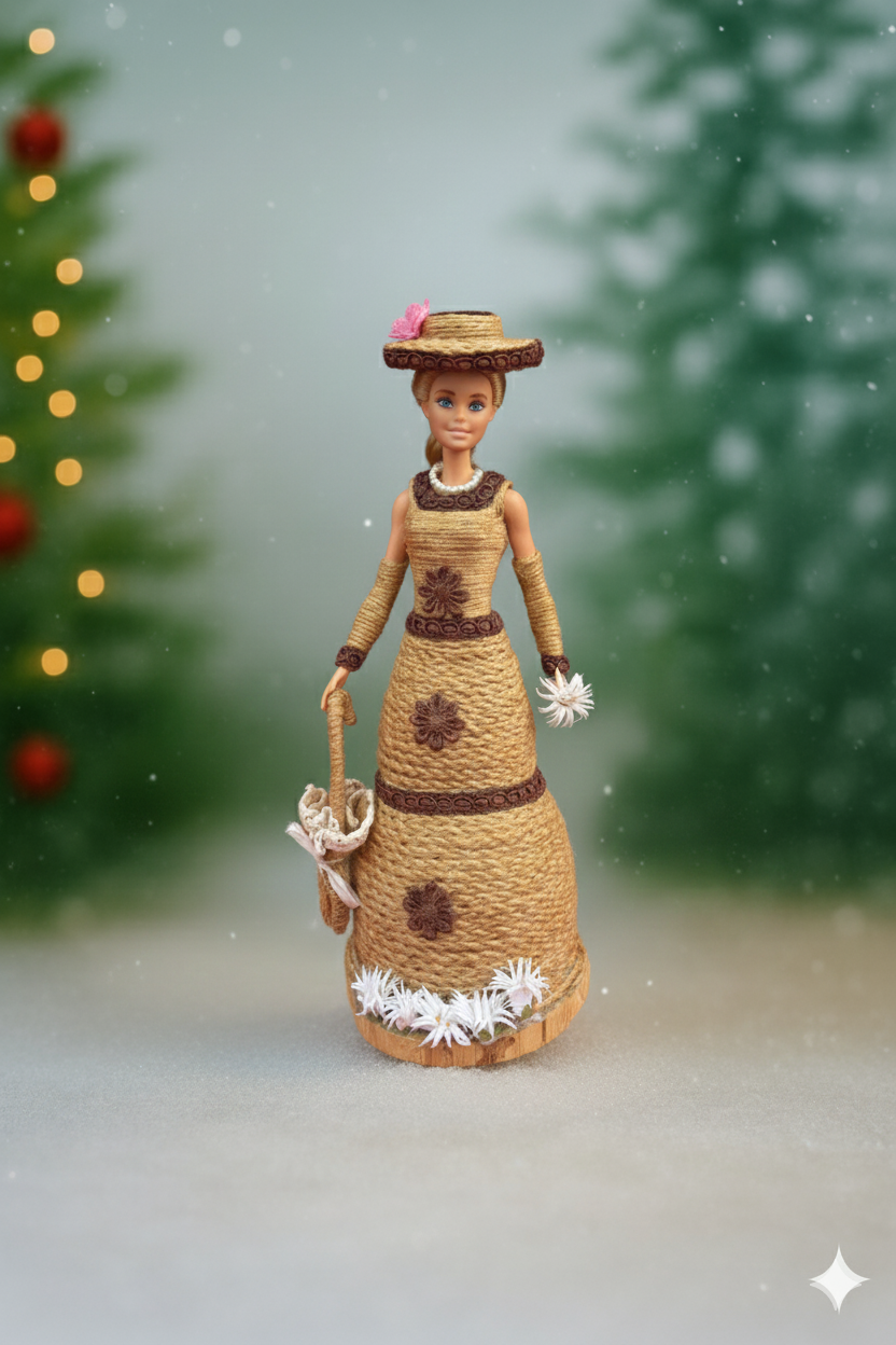 Păpușă Handmade Decorativă din Iută – Lady Rustic | Cadou Unicat & Decor Artizanal